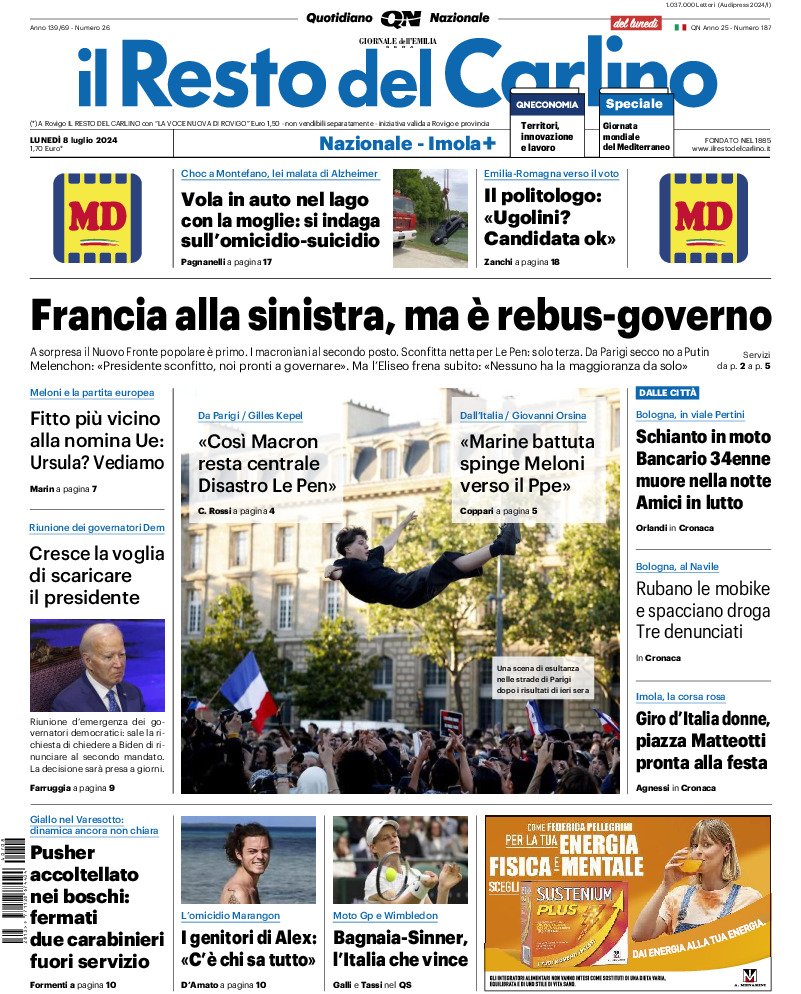 Prima-pagina-il resto del carlino-edizione-di-oggi-20240708